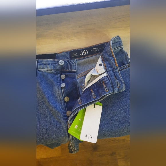 Armani Exchange - J51 Carrot Fit Rigid Denim Jeans, 100% Cotton, Medium Blue - Picture 6 of 9